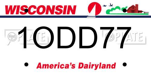 1ODD77 Wisconsin License Plate