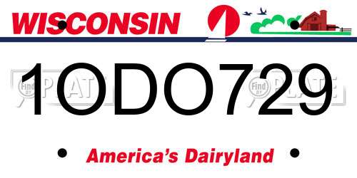 1ODO729 Wisconsin License Plate