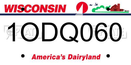 1ODQ060 Wisconsin License Plate