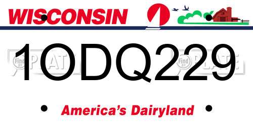 1ODQ229 Wisconsin License Plate