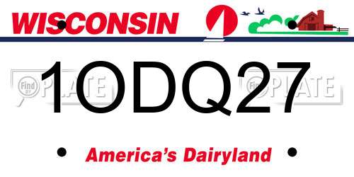1ODQ27 Wisconsin License Plate