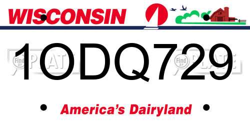 1ODQ729 Wisconsin License Plate