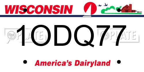 1ODQ77 Wisconsin License Plate