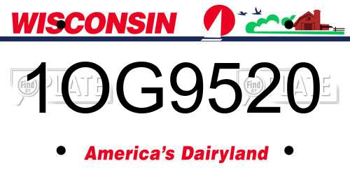 1OG9520 Wisconsin License Plate