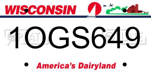 1OGS649 Wisconsin License Plate
