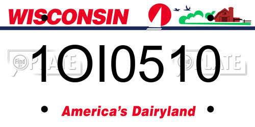 1OI0510 Wisconsin License Plate