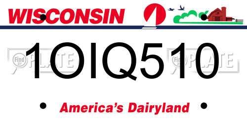 1OIQ510 Wisconsin License Plate