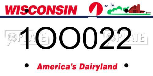 1OO022 Wisconsin License Plate