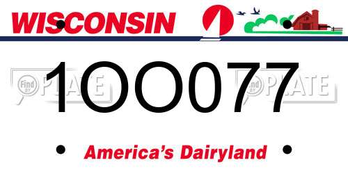 1OO077 Wisconsin License Plate