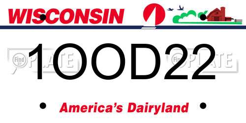 1OOD22 Wisconsin License Plate