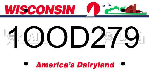 1OOD279 Wisconsin License Plate