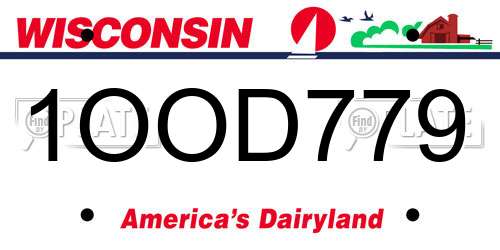 1OOD779 Wisconsin License Plate