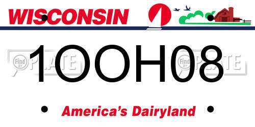 1OOH08 Wisconsin License Plate