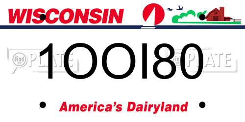 1OOI80 Wisconsin License Plate