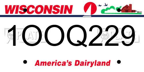 1OOQ229 Wisconsin License Plate