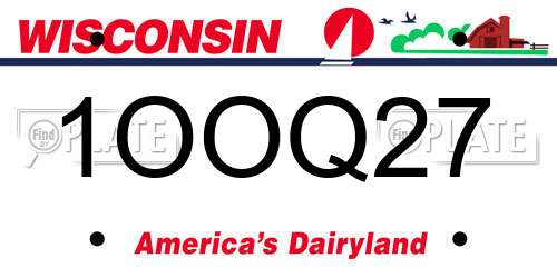 1OOQ27 Wisconsin License Plate