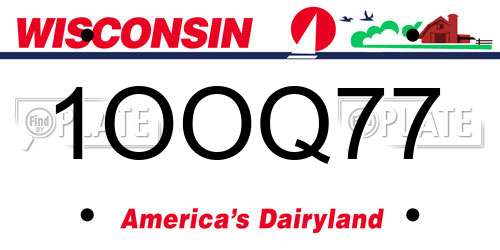1OOQ77 Wisconsin License Plate