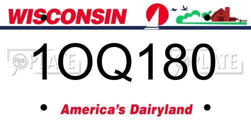1OQ180 Wisconsin License Plate