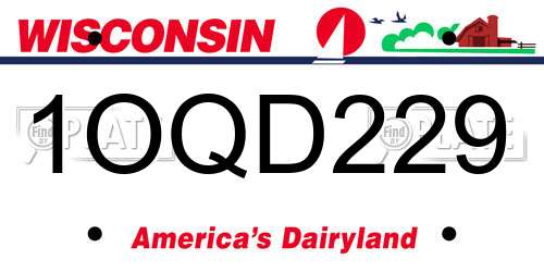 1OQD229 Wisconsin License Plate