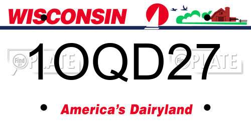 1OQD27 Wisconsin License Plate