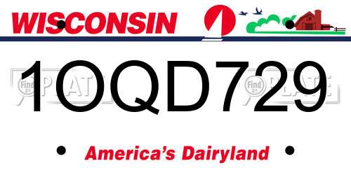 1OQD729 Wisconsin License Plate