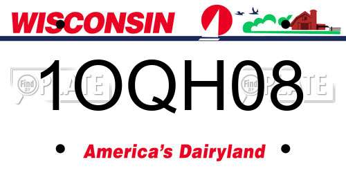 1OQH08 Wisconsin License Plate