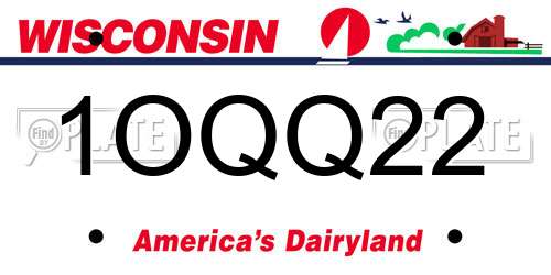 1OQQ22 Wisconsin License Plate