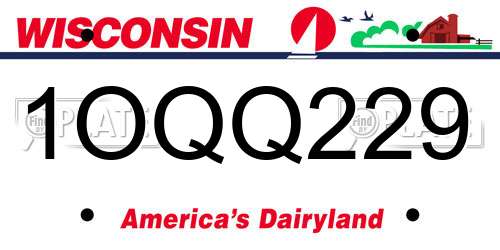 1OQQ229 Wisconsin License Plate