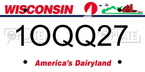 1OQQ27 Wisconsin License Plate