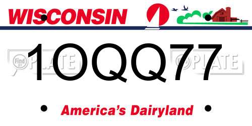 1OQQ77 Wisconsin License Plate