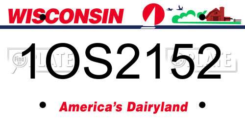 1OS2152 Wisconsin License Plate