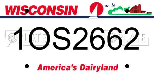 1OS2662 Wisconsin License Plate