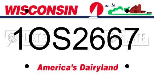 1OS2667 Wisconsin License Plate