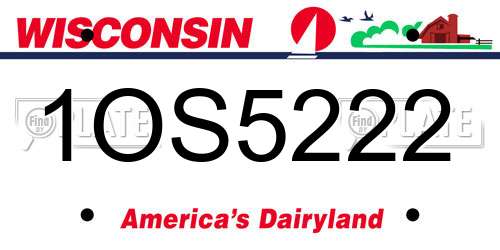 1OS5222 Wisconsin License Plate