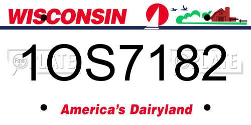 1OS7182 Wisconsin License Plate