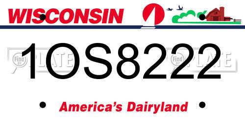 1OS8222 Wisconsin License Plate