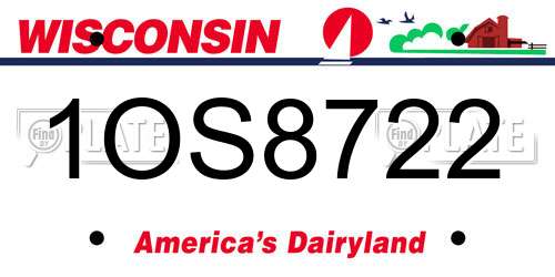 1OS8722 Wisconsin License Plate