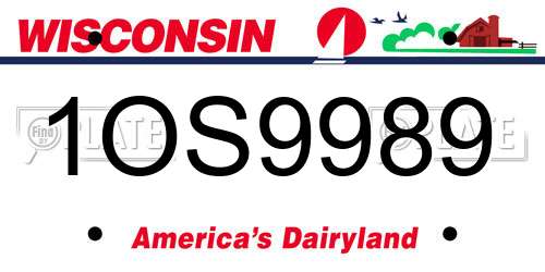 1OS9989 Wisconsin License Plate