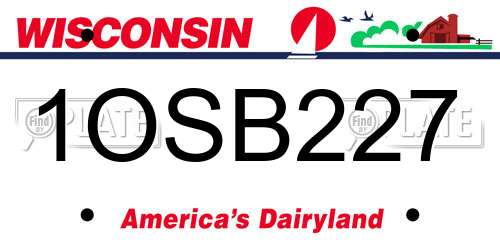 1OSB227 Wisconsin License Plate