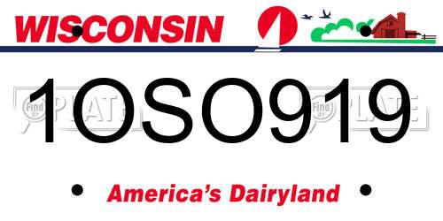 1OSO919 Wisconsin License Plate
