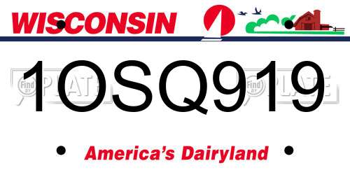1OSQ919 Wisconsin License Plate