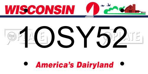 1OSY52 Wisconsin License Plate