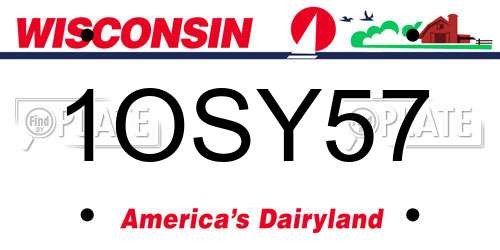 1OSY57 Wisconsin License Plate