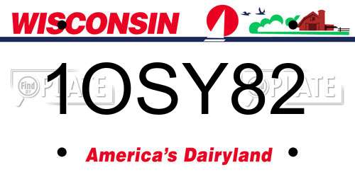 1OSY82 Wisconsin License Plate