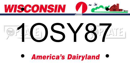 1OSY87 Wisconsin License Plate