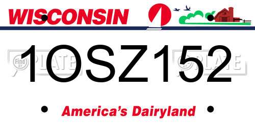 1OSZ152 Wisconsin License Plate