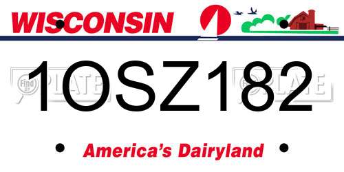 1OSZ182 Wisconsin License Plate