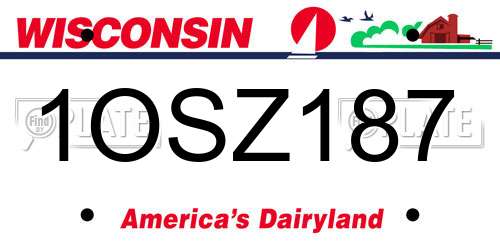 1OSZ187 Wisconsin License Plate