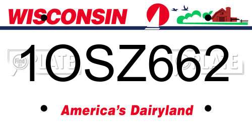 1OSZ662 Wisconsin License Plate
