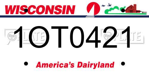 1OT0421 Wisconsin License Plate